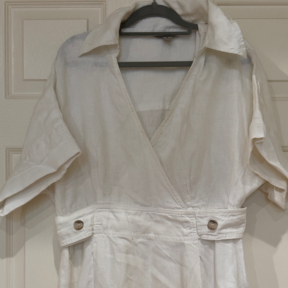 Banana Republic White Linen Maxi Dress